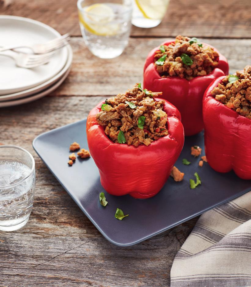 TACO TURKEY-STUFFED PEPPERS PREP: 15 minutes SLOW COOK: 2½ hours (low) TOTAL: 2 hours 45 minutes Mix up the colors of the bell peppers you use for the prettiest finished dish.