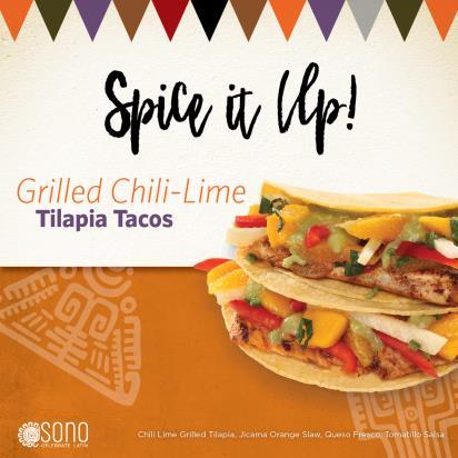 Retail Specials SONO Grilled Chili Lime Tilapia Tacos Flaked chili