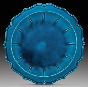 13. Multi-lobed basin Porcelain with turquoise glaze Qing