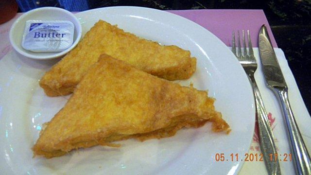 35.00 4.49 3.33 Fri, May 11, 2012 17:30 French Toast 21 法蘭西多士 Includes hot tea or coffee.