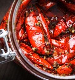Mix roasted red peppers, torn into strips with capers and chopped parsley