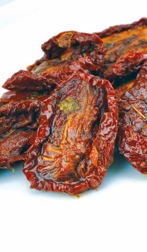 Sun Dried Tomatoes Marinated in Oil Besides being ready to eat, this product has thyme and garlic flavor.