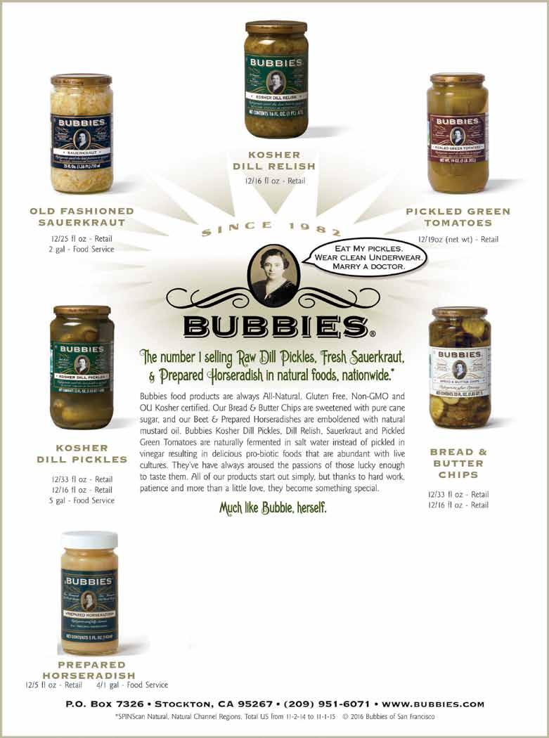 Bubbies Sauerkraut Natural 12/25 fo 03826185747 13062 6.84 cs Bubbies Pickle Chips Bread And Butter Natural 12/33 fo 03826185750 13063 6.