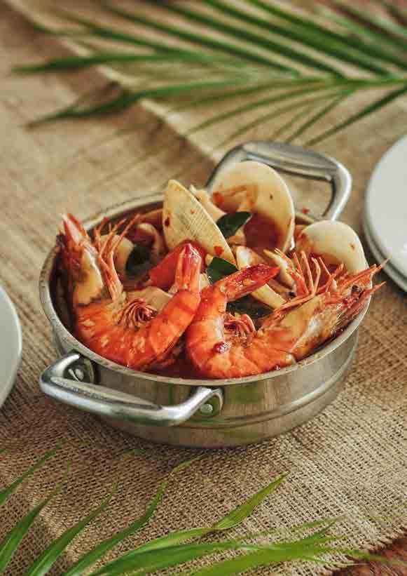 soups tom yum ta-lay tom yum seafood 95 traditional spicy & sour seafood soup made from shrimp shells combined with galangal, kaffir lime leaves & lemongrass.