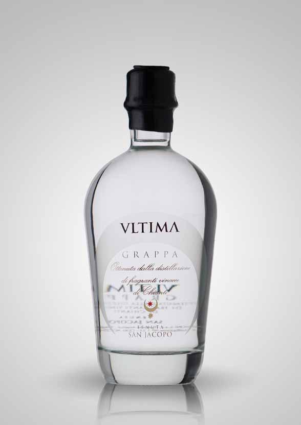 ULTIMA Grappa variety: sangiovese marcs degrees: 42% vol. the grappa ultima is made by distilling in steam stills the marcs after pressing sangiovese grapes.