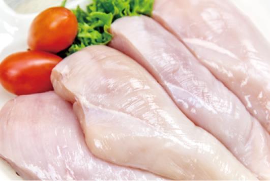 breast flesh from chickens raised in