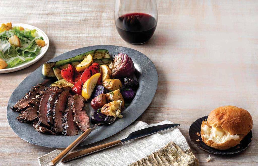 DINNER classic meal ALWAYS A SURE WINNER, THESE ARE TRIED-AND-TRUE ENTRÉE (CHOOSE ONE) Grilled Flank Steak: Marinated in a honey garlic sauce for a minimum of 24 hours and grilled Meatloaf: Seasoned