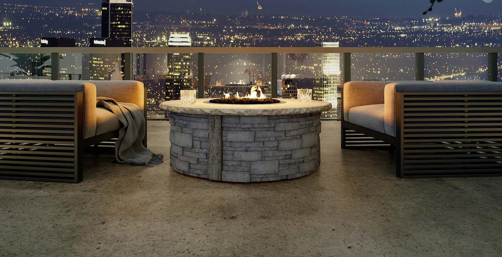 Ovation Fire Pit CHOOSE YOUR PACKAGE u Ovation Fire Pit Deluxe Match Throw Color: NY Bluestone, Stacked Stone Texture Every season, is the season for the Ovation.