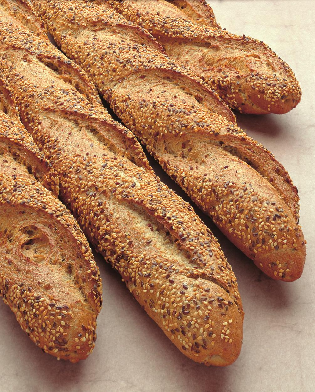 KornMix direct Corn baguette Sales arguments Rustic baguette with a well balanced quantity of oil seeds and meal and an attractive, brown crumb colour.