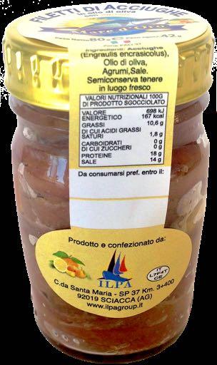 Gross Weight 170 g Anchovies, olive oil, salt