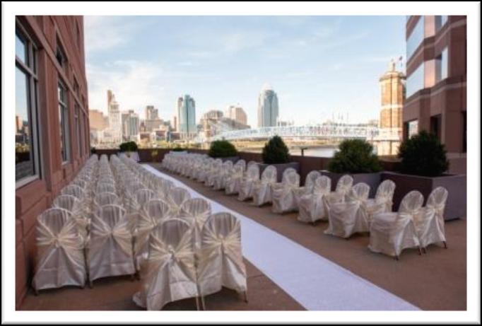 City View Ballroom & Captain's View For a one-of-a-kind reception backdrop, the City View Ballroom features dramatic views of the Cincinnati skyline and Ohio River.