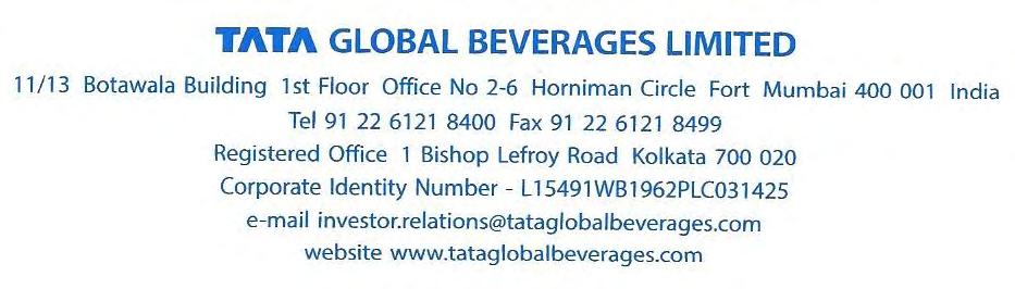 Mumbai. A copy ofthe presentation is being uploaded on the Company's website www.tataglobalbeverages.com This is for your information and records.