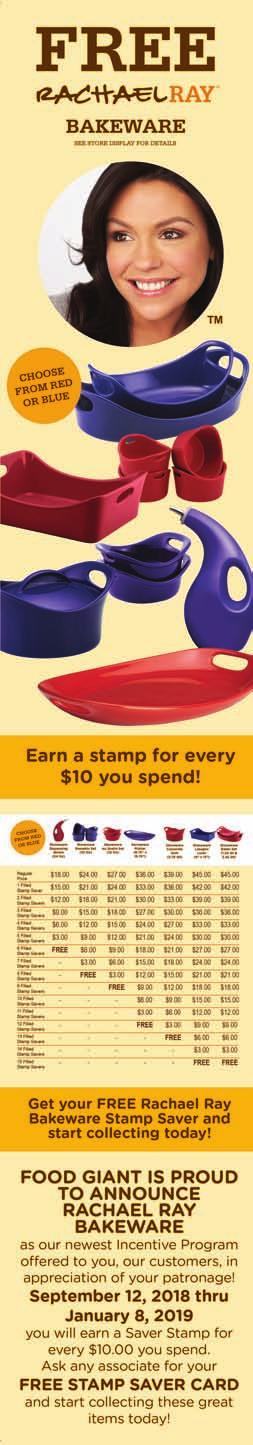 DON'T MISS OUT! Thank you your participation in the Rachael Ray program! You will have two weeks* to redeem your Stamp Saver Cards these great products.