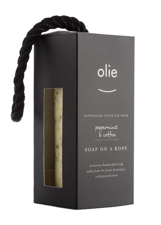 Soap On a Rope The ultimate in soap luxury is our Peppermint & Coffee Soap-on-a-Rope. Packed in a stylish matte black box, the perfect gift for the man (or woman) in your life.