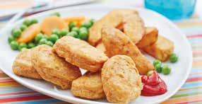 09 Country Range Battered Chicken Breast Nuggets Fully cooked, chopped and shaped chicken breast meat in a