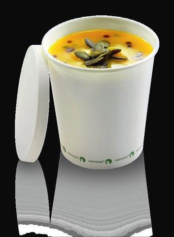 Art. no. 15536 SOUP CUP WITH PLA-COATING Ø 9.0 9.5 cm 360 ml printed «logo naturesse» 480 pcs. Art. no. 10914 Lid cellulose * for art.