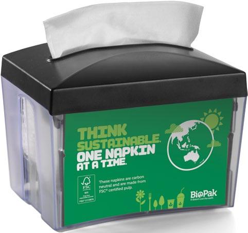 DO Good One Napkin at a time Custom printing FSC certified pulp Home compostable Material End of life FSC certified mix pulp Home compostable BioPak napkins are the most environmentally friendly