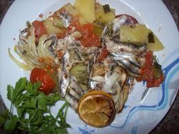 Baked Anchovy (Fırında Hamsi) INGREDIENTS: 1 lb anchovy, washed and drained 1 big onion, cut in half and sliced 2 tomatoes, diced/crushed 2-3 pairs if parsley, chopped 1-2