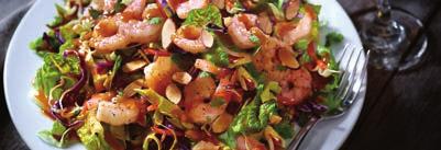 crunchy thai salad w/sautéed Cajun Shrimp SALADS oriental chicken salad Fried chicken tenders, fresh Asian greens, rice noodles, almonds & Oriental vinaigrette. 14.