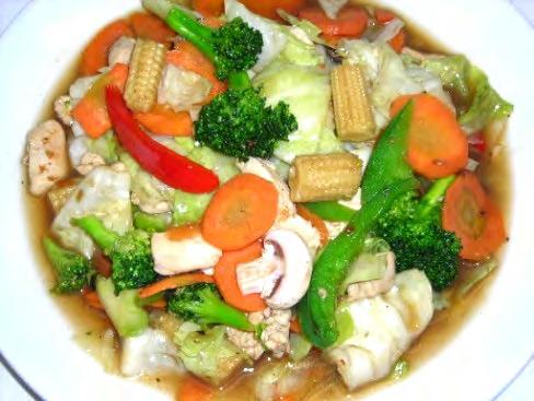 Ginger and Bell Pepper Stir Fry: (Pad Prik King) Choice of meat with fresh bell peppers, onions, sliced black mushroom, fresh ginger, and sauce. Chicken, Pork, Beef, Tofu 10.95 Shrimp 12.95 P19 P21.