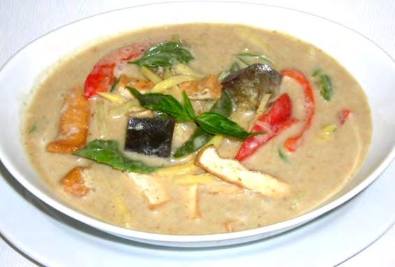 Regal Red Curry: (Gang Daeng) Choice of meat or vegetarian in the traditional red curry with eggplant, bamboo shoots, bell