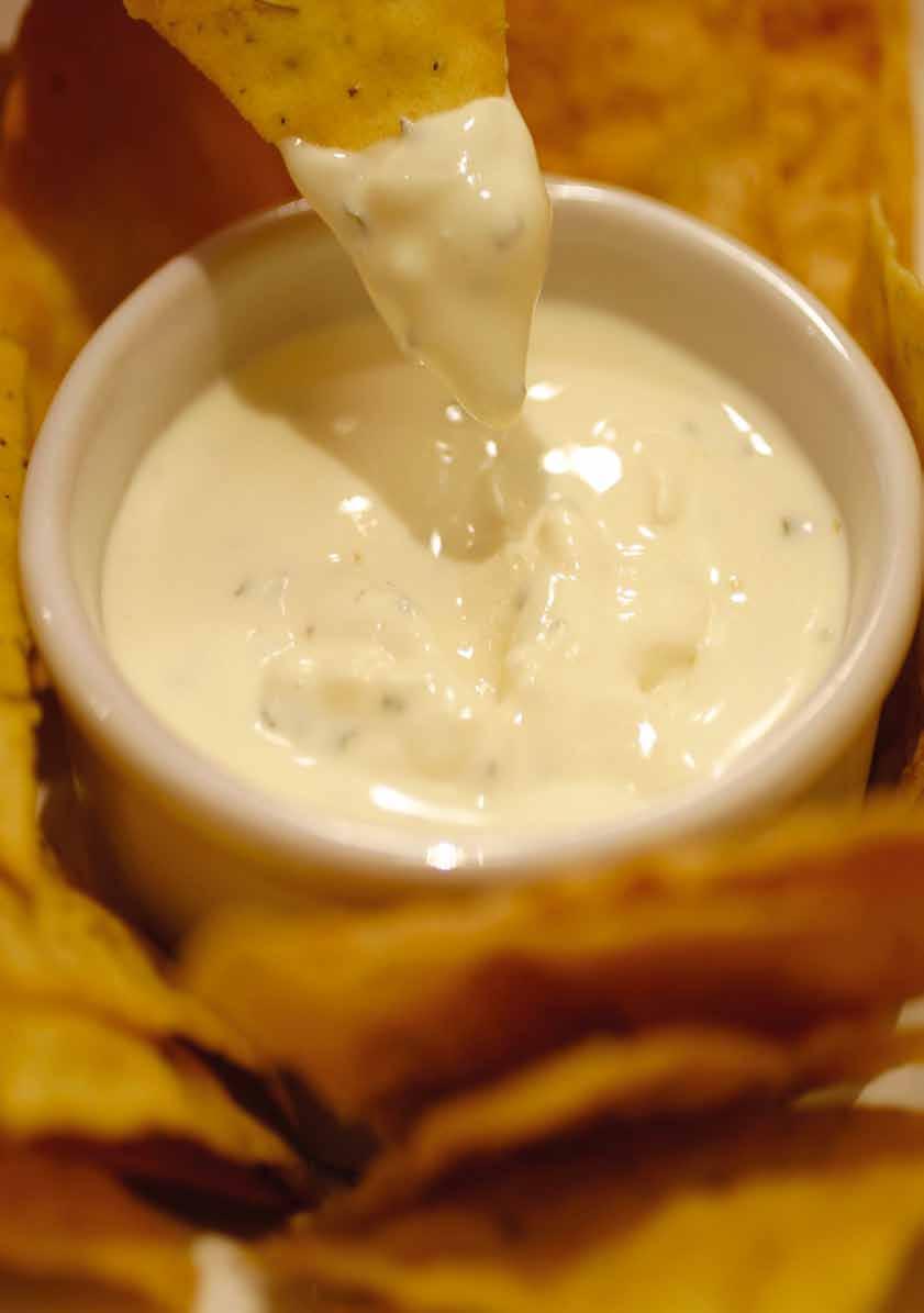 Delightful Dips Any function should have a few tasty treats for when the guests arrive Crispy Bacon Dip 250ml mayonnaise 250ml sour cream 500g bacon, fried crisp, drained and crumbled In a medium