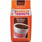 or 6 Ct. Pkg. 99-0 9 Dunkin Donuts, Folgers or Cafe Bustelo Coffee - Oz.