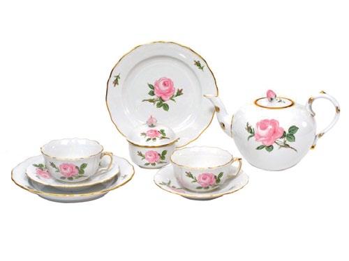 décor 020110-C0005-1 TEA SERVING SET 6-piece set: 2 tea cups, 2 saucers, 2 dessert plates with