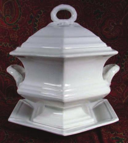Mike Hair, 717-263-0792 or e-mail mchair@embarqmail.com -------------------------------------------------- FLUTED GOTHIC soup tureen lid by James Edwards. Morning Glory coffee pot lid.