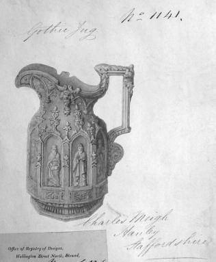 Alcock, May 7, 1853. Butter Tub = Butter Dish #23209, Fluted Pearl, Thos.