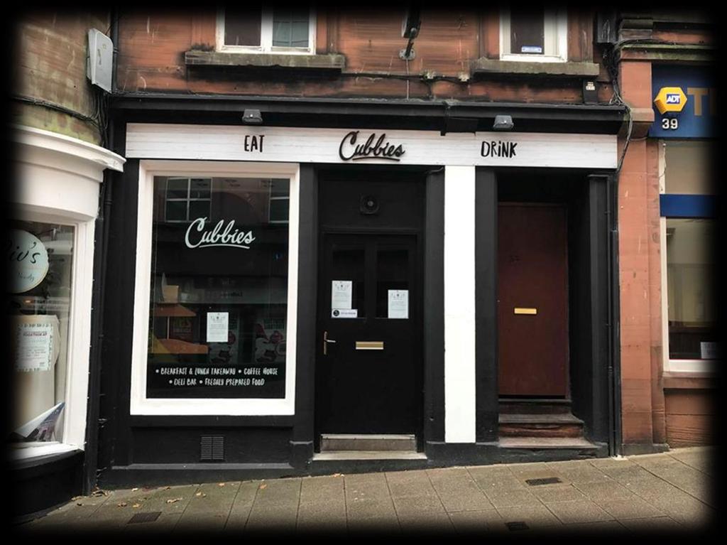Cubbies 35 Bank Street, Dumfries DG1 2PA A stylish takeaway deli that offers a wide range of locally sourced food; perfect for those wanting a quick lunch while exploring the town.