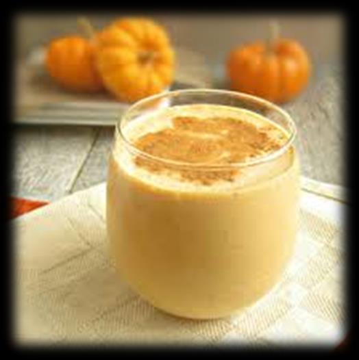 Pumpkin Spice Smoothie Makes 2 servings Prep Time: 15 minutes 1 cup unsweetened almond milk 2 cups fresh grated pumpkin 1 1/4 teaspoon pumpkin pie spice blend 5-6 medjool dates, pitted 1/4 vanilla