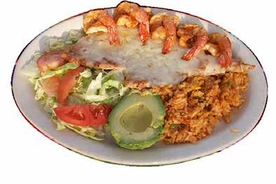 #37 #38 No. 37 Camarones a La Gringa Grilled shrimp & grilled chicken breast topped with melted cheese.