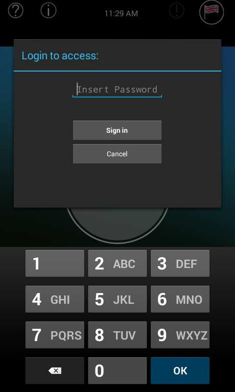 To insert the passwords proceed as follows: - Turn the machine OFF - Tap to SETUP button Enter one of the following passwords: - Waiter 6 1 1 1 1 -