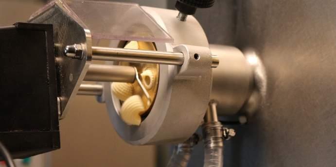 The Pasta Extruder will automatically mix and knead pasta dough.