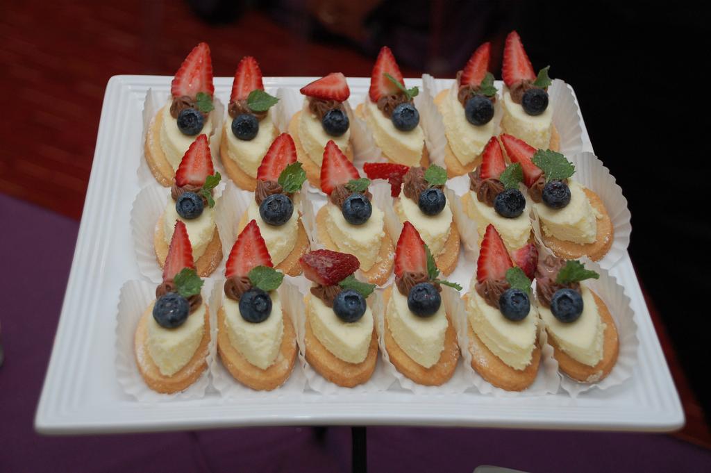 Finger pastry platters include an assortment of the following
