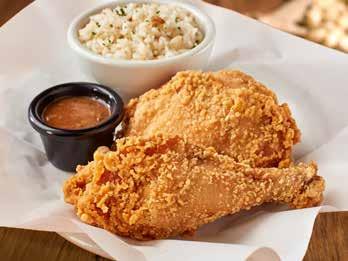 .. 375 Southern Fried Chicken Two pieces of chicken, hand dipped in our signature batter and fried to a crispy golden brown.