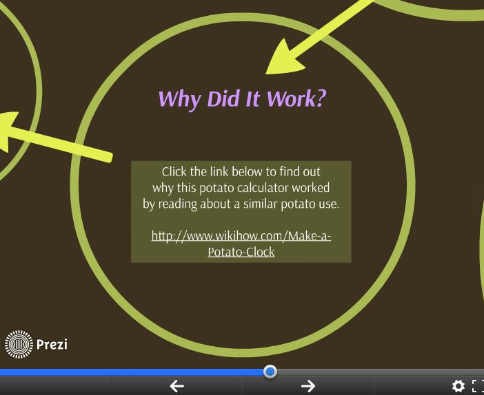 Circle #4: Video Question Instructions: The Potato Calculator Video question is an open-ended question that asks students, what part does the potato play in making these experiments work?