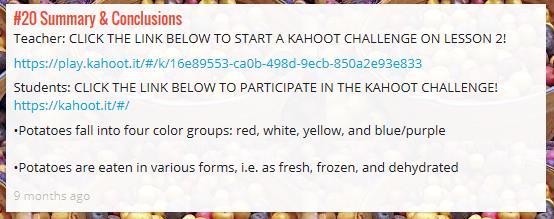 #20 Summary and Conclusions Instructions for Teacher and Students: Take the Kahoot Challenge on Lesson 2!