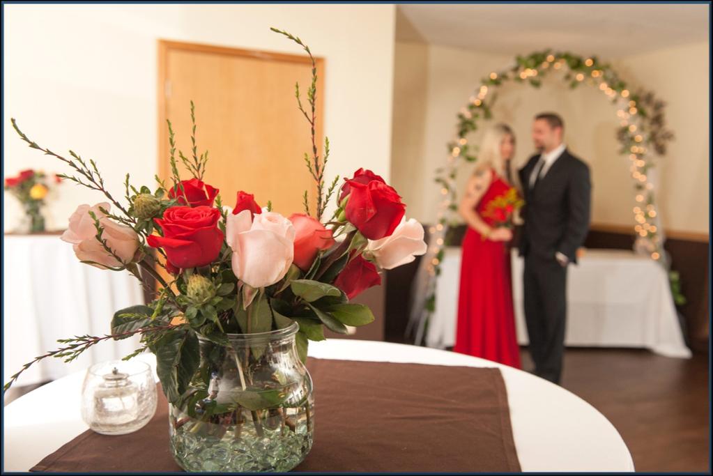 Floral Arrangements (Roses with Choice of Colors and Variety of Fillers), Tables, Buffet Tables, Bar (Set up/break