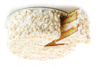 MARGUERITE A delicate genoise (sponge) on a shortbread base, filled with meringue, thin layers of apricot jam and cream, then covered with pieces of meringue. 6-8 $42.00 10-12 $65.00 14-16 $85.
