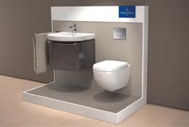 DISPLAY Villeroy&Boch Brand Elements Half suite display, full height Accommodates two half suites, including a mirror or medicine cabinet, with a total width up to 63.