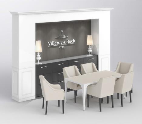 DISPLAY Design elements Consultation Table for meetings in modern classic style featuring white painted finish with light beige artificial leather inlays.