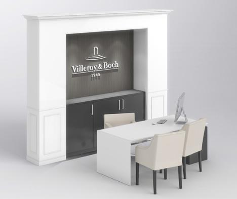 DISPLAY Design elements Workstation Desk in modern style, white-painted table unit supported by brown furniture unit.