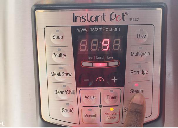 Set Instant Pot to Steam for 9 minutes. Cover.