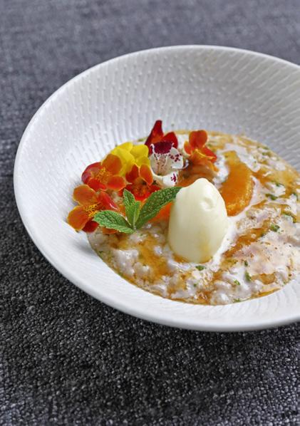 Prana Chai rice pudding with orange sauce and sorbet 25g Prana Chai 1.2 litres Soy Milk (Bonsoy recommended) 120g Arborio rice Zest 1 whole orange 1 tbsp.
