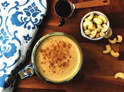 ¼ cup raw cashews ½ Tbsp Crosby s Fancy Molasses ½ cup fresh espresso or strong coffee ½ cup milk, simmered (can use nut, seed or cow s milk) Cinnamon to garnish PUMPKIN OAT MOLASSES MUFFINS PUMPKIN