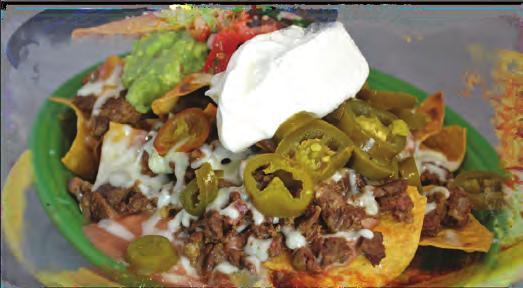 Nachos Crispy tortilla chips topped with refried beans, Monterey jack cheese, jalapeños, guacamole and mexican sour cream Bean and cheese.99 Shredded chicken, chile verde pork or shredded beef.