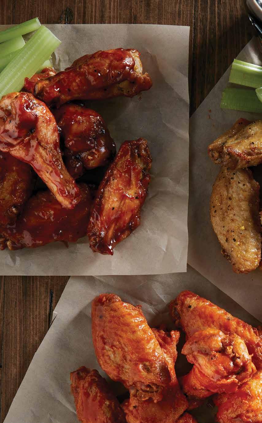 WINGS THINGS Try any of our signature sauces with your favorite style of wings. Each order is served with celery sticks and blue cheese or ranch dressing.