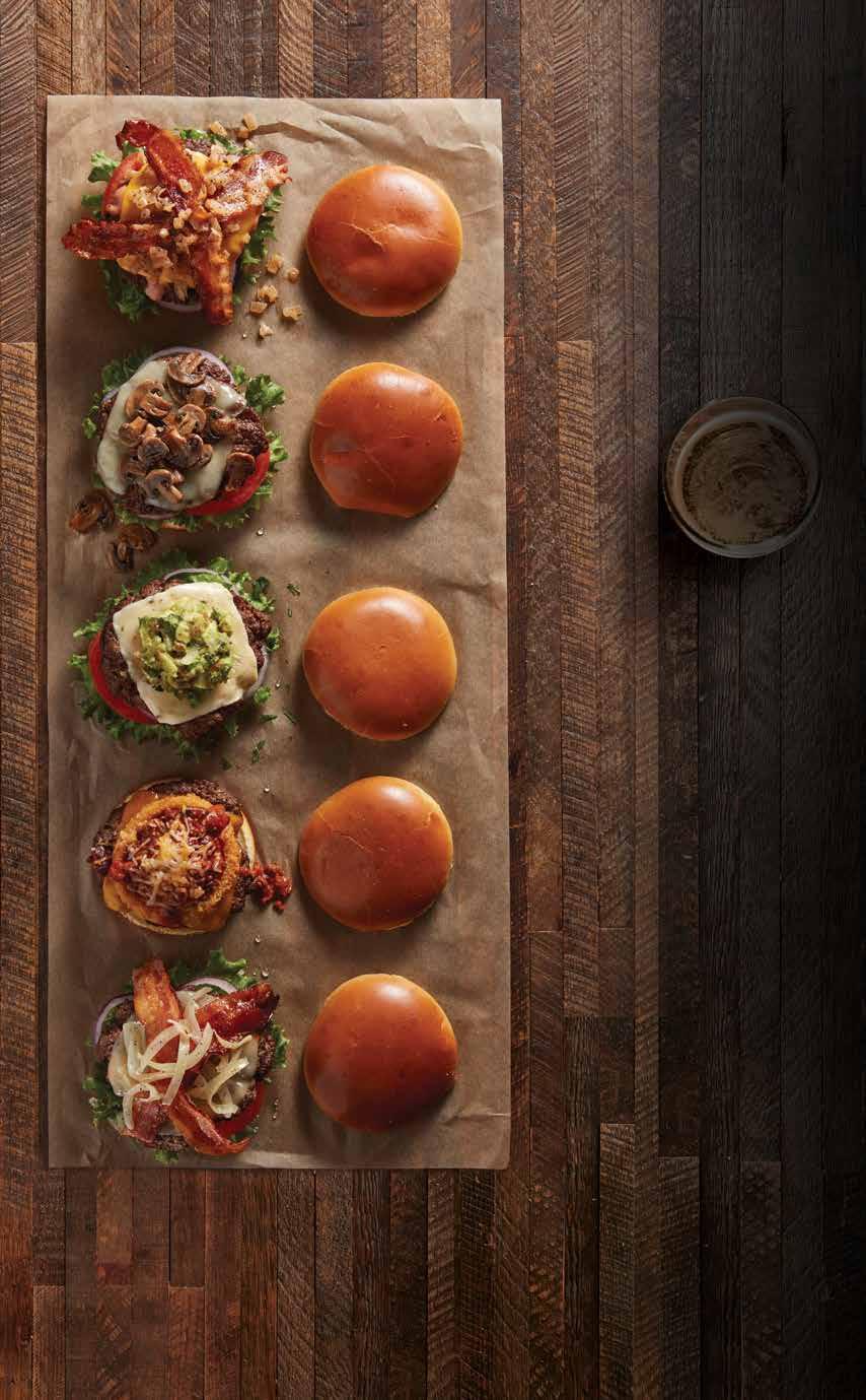 ED BURGERS erved on a toasted brioche bun with your choice of classic side or upgrade to premium.